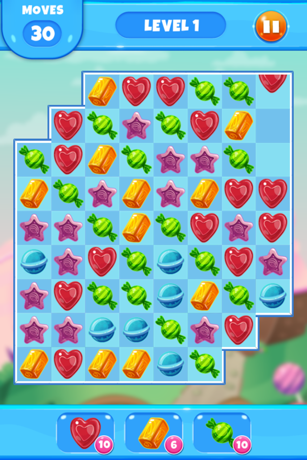 Sweet Candy Saga Game Level Start Screenshot.