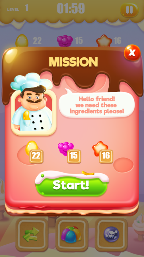 Sweet Mania Game Level Mission Screenshot.