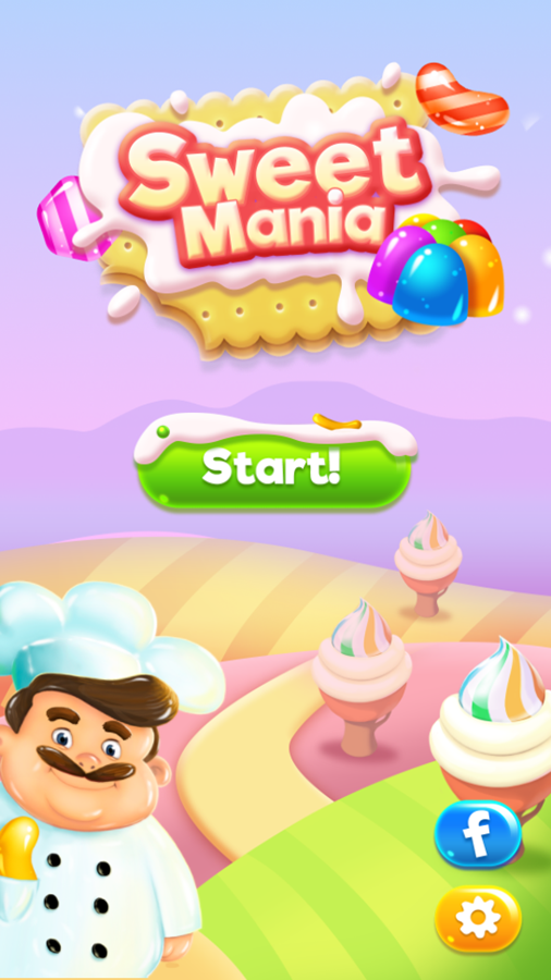 Sweet Mania Game Welcome Screen Screenshot.