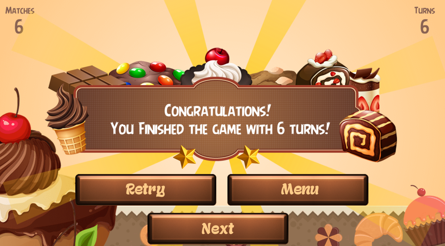 Sweets Memory Game Complete Screenshot.