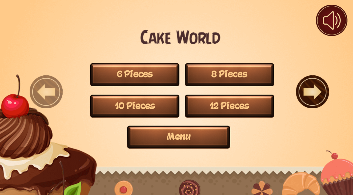 Sweets Memory Game Mode Select Screenshot.