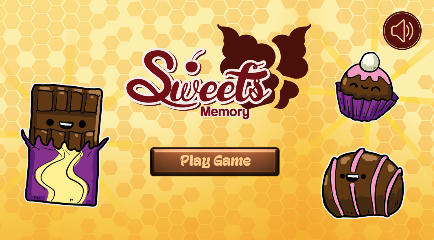 Sweets Memory Game Welcome Screen Screenshot.
