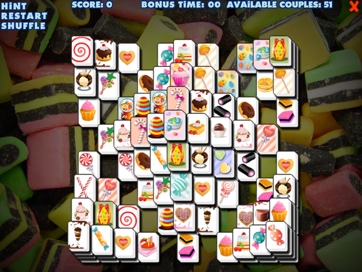 Sweety Mahjong Main Game Screen Screenshot. Screenshot.