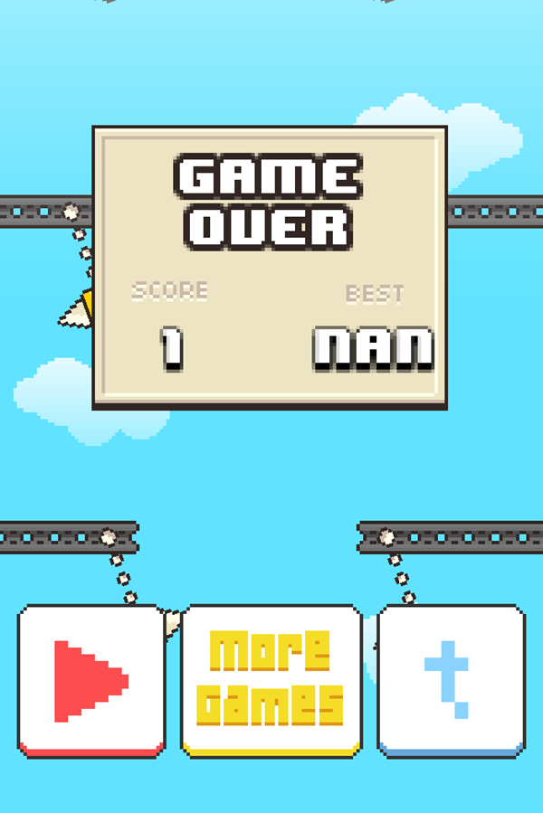 Swing Birds Game Over Screenshot.