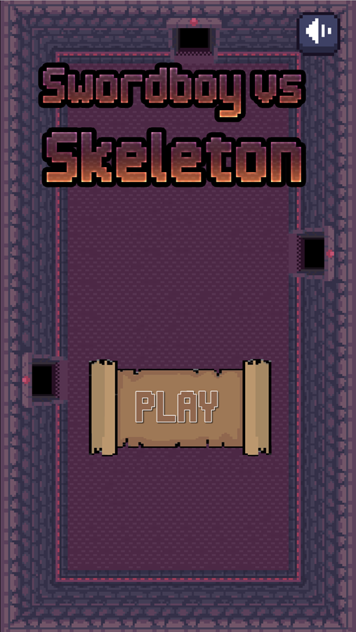 Swordboy vs Skeleton Game Welcome Screen Screenshot.