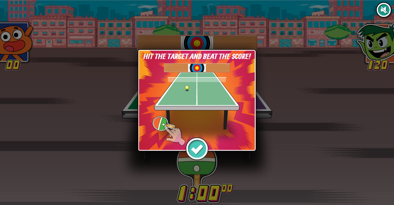 Table Tennis Ultra Mega Tournament Game Hit the Target Instructions Screenshot.