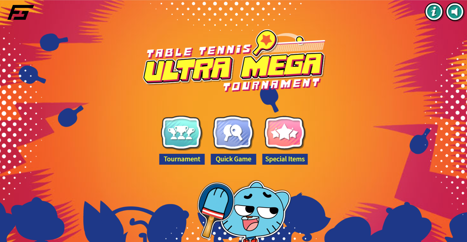 Table Tennis Ultra Mega Tournament Game Welcome Screen Screenshot.