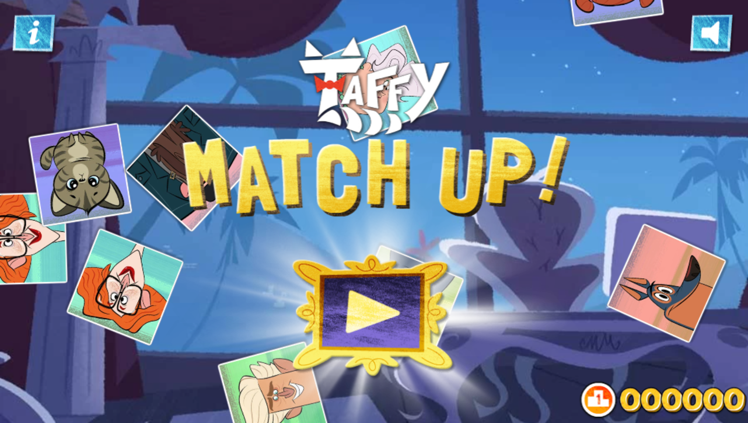 Taffy Match Up Game Welcome Screen Screenshot.