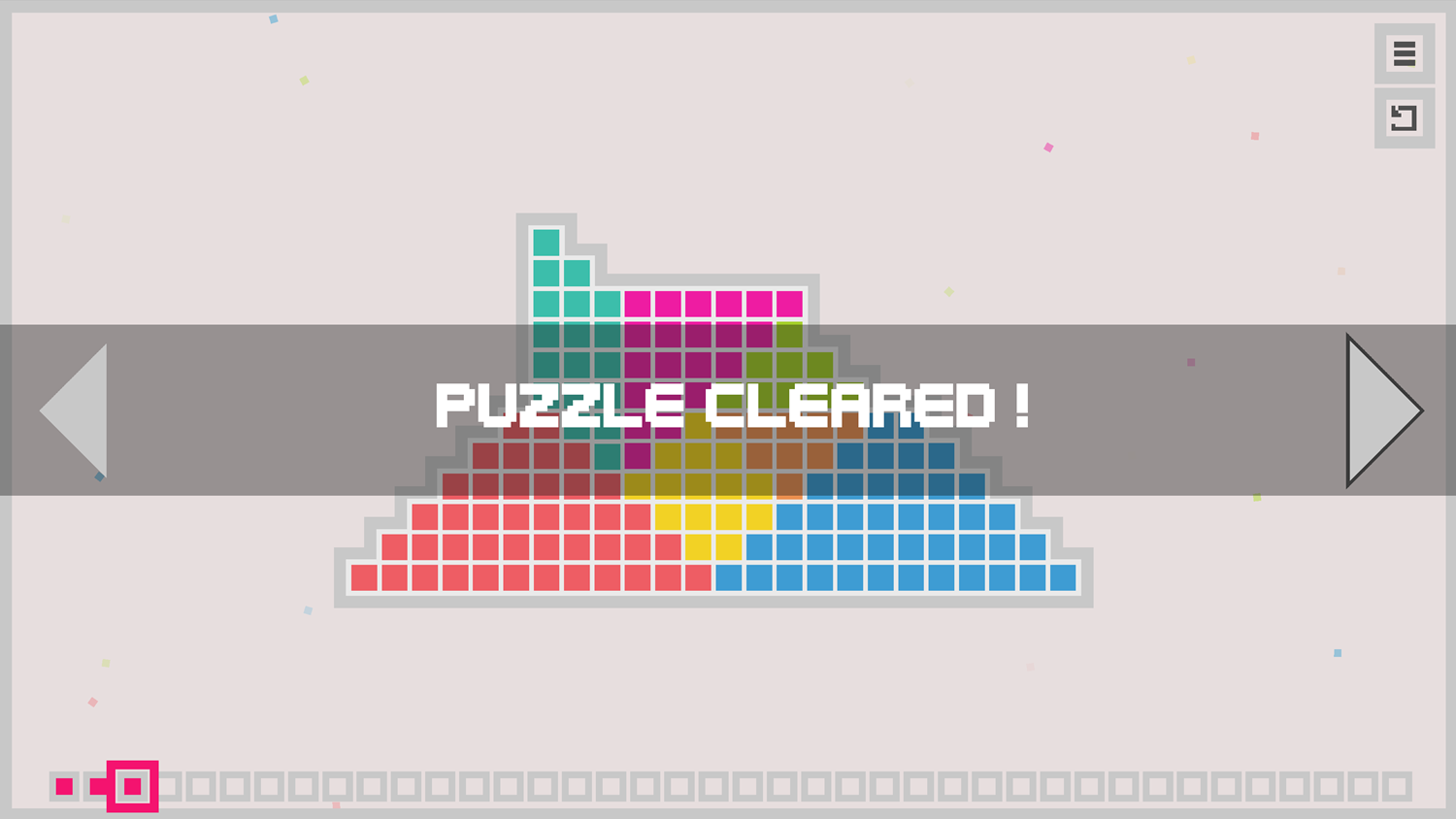 Tangram Grid Game Puzzle Cleared Screen Screenshot.