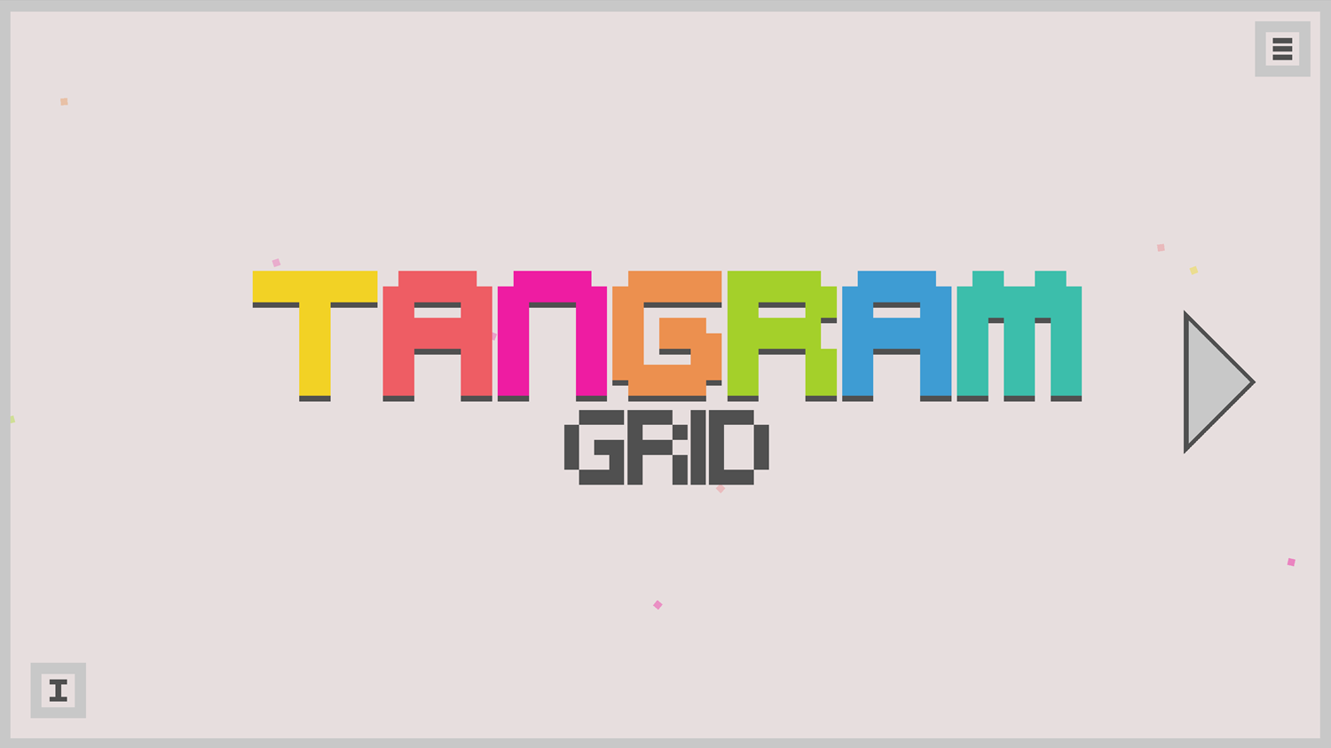 Tangram Grid Game Welcome Screen Screenshot.