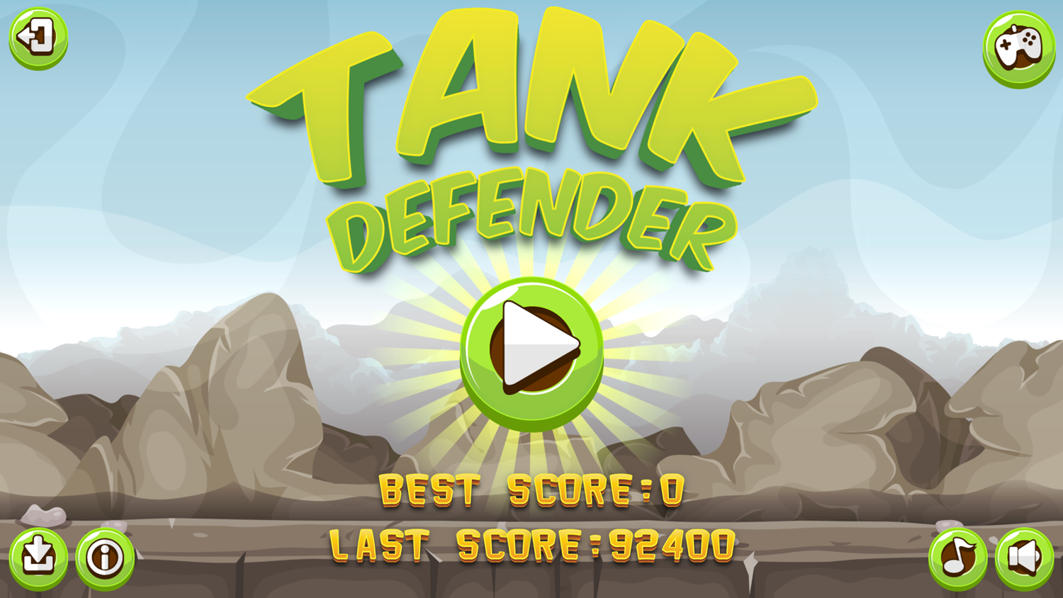 Tank Defender Game Welcome Screenshot.