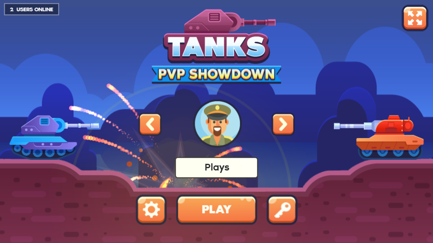 Tanks PVP Showdown Game Welcome Screen Screenshot.