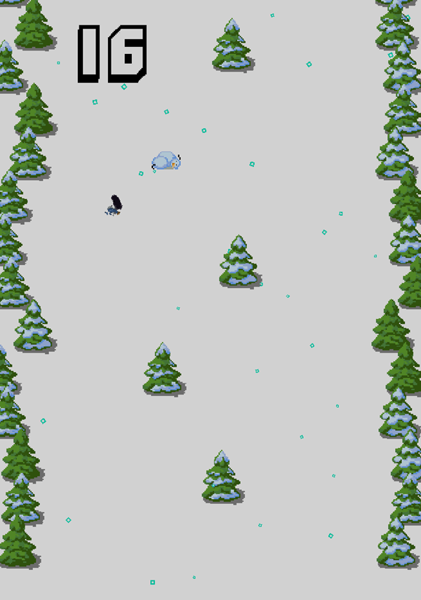 Tap Skier Game Over Screenshot.