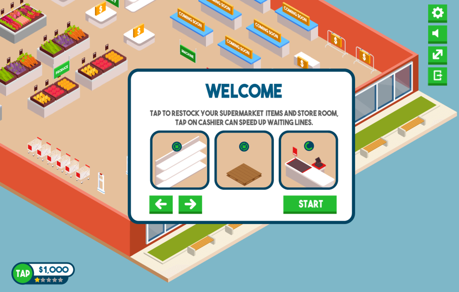 Tap Supermarket Game Screenshot.