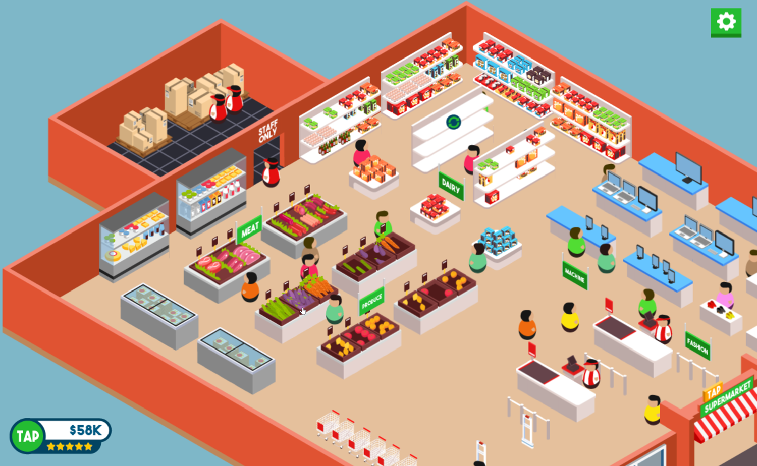 Tap Supermarket Gameplay Screenshot.