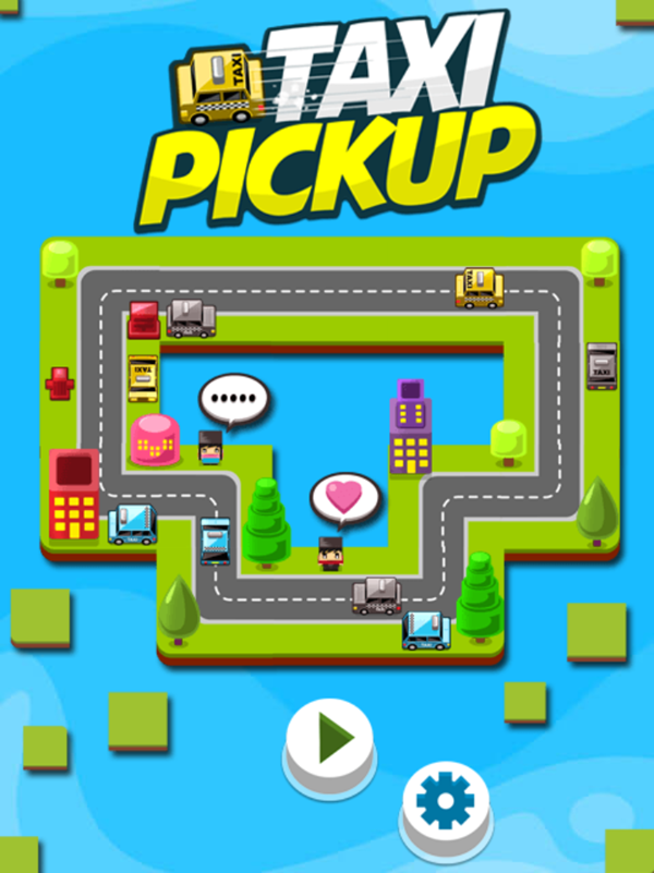 Taxi Pickup Game Welcome Screen Screenshot.