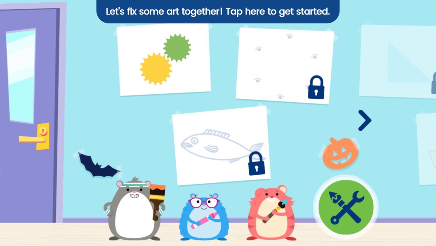 Team Hamster Power Painters Game Level Select Screenshot.