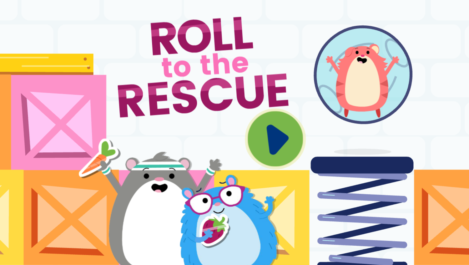 Team Hamster Roll to the Rescue Game Welcome Screen Screenshot.