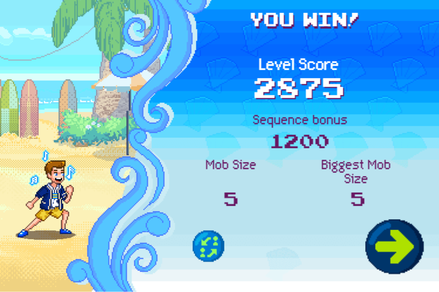 Teen Beach 2 Beach Bop Adventure Game Level Score Screenshot.