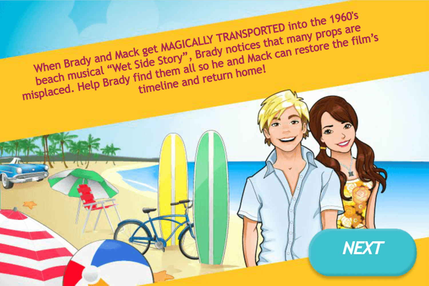 Teen Beach Movie Brady's Beach Scramble Game Goal Screenshot.