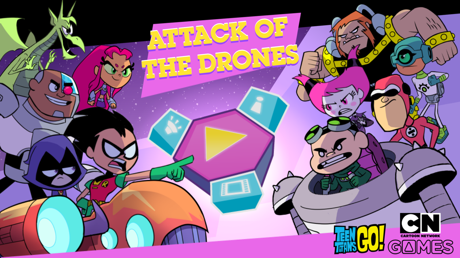Teen Titans Go Attack of the Drones Game Welcome Screen Screenshot.