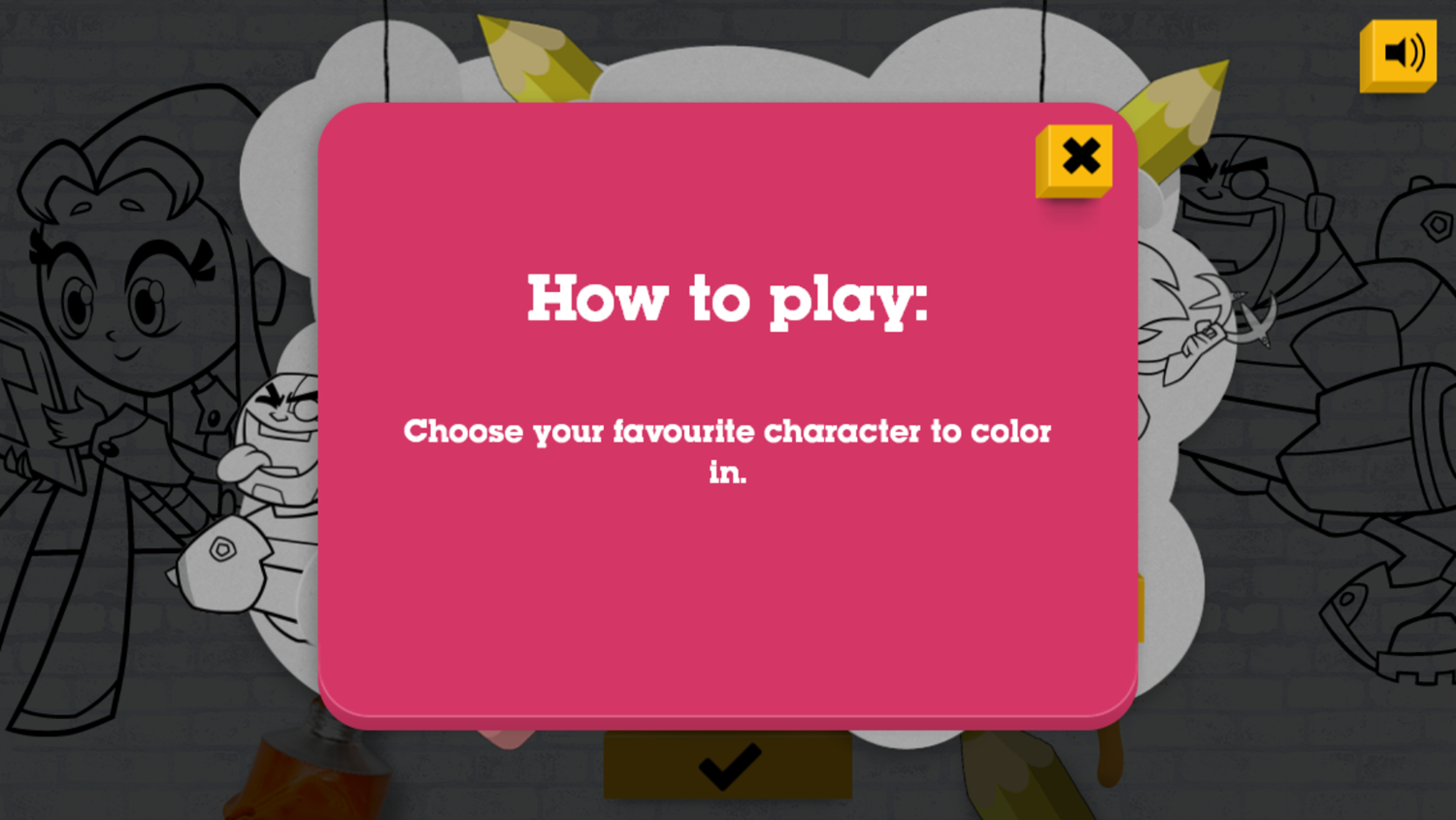 Teen Titans Go Color In Game How To Play Screenshot.