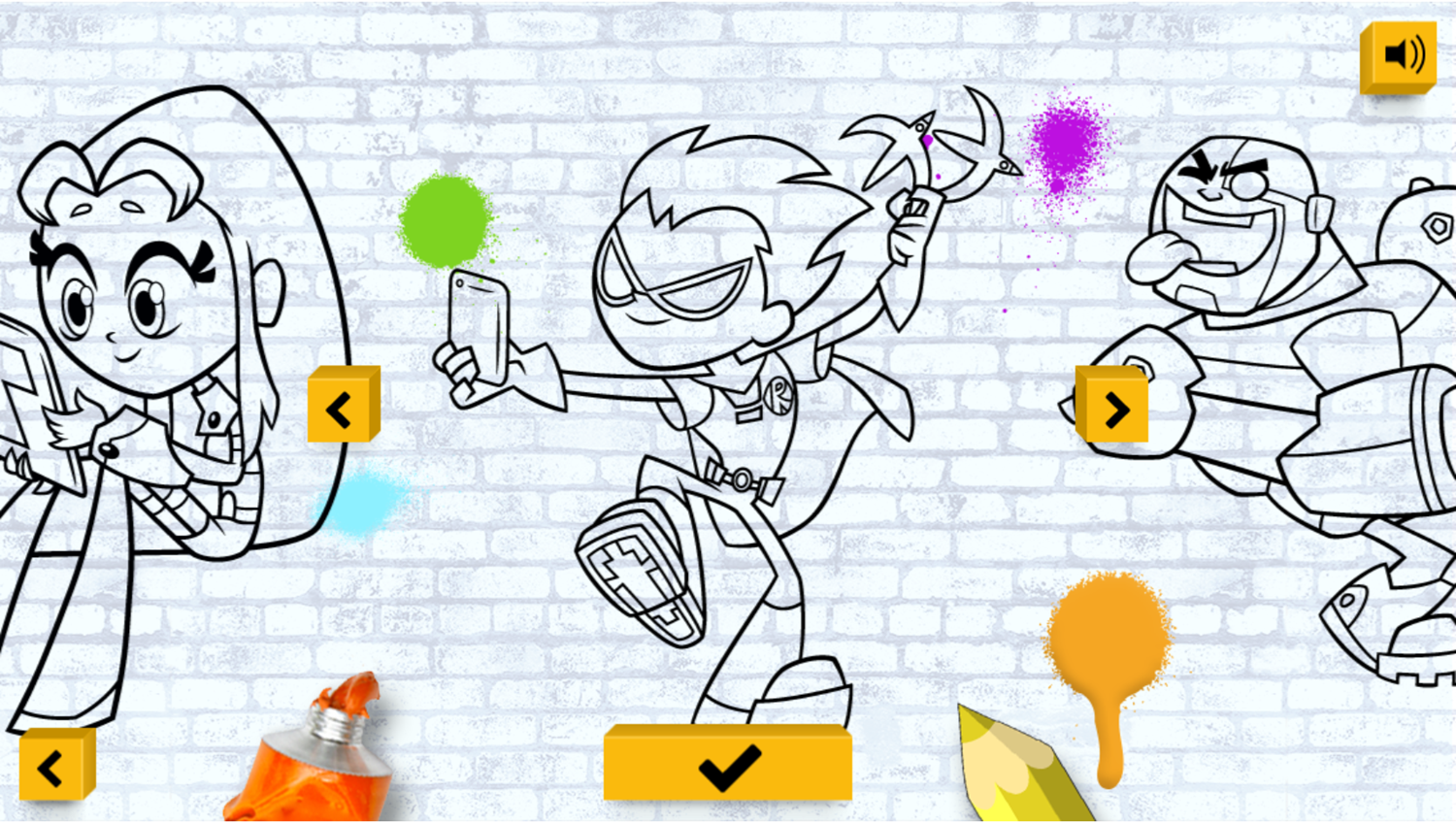 Teen Titans Go Color In Game Select Artwork Screenshot.