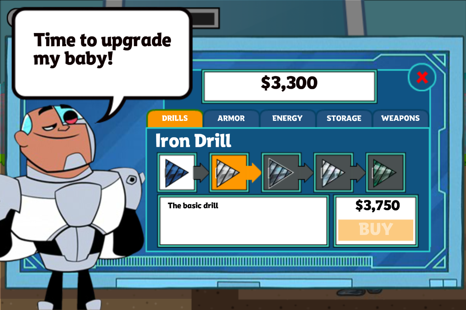 Teen Titans Go Drillionaire Game Upgrade Screenshot.
