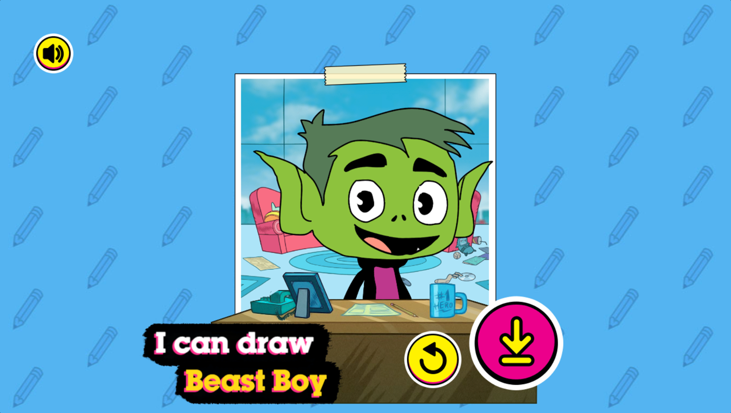 Teen Titans Go How to Draw Beast Boy Game Drawing Complete Screenshot.