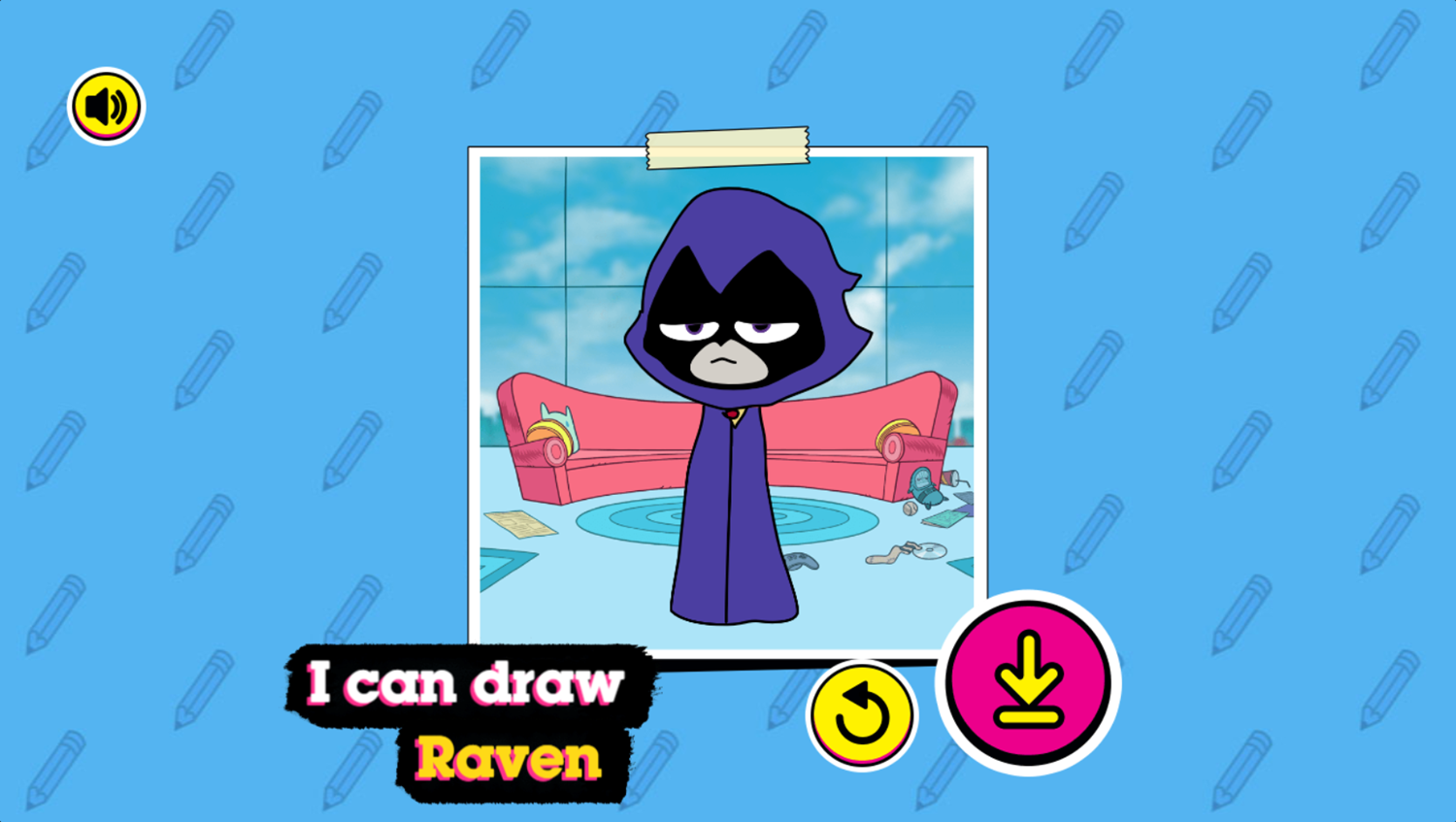 Teen Titans Go How to Draw Raven Game Final Artwork Screenshot.