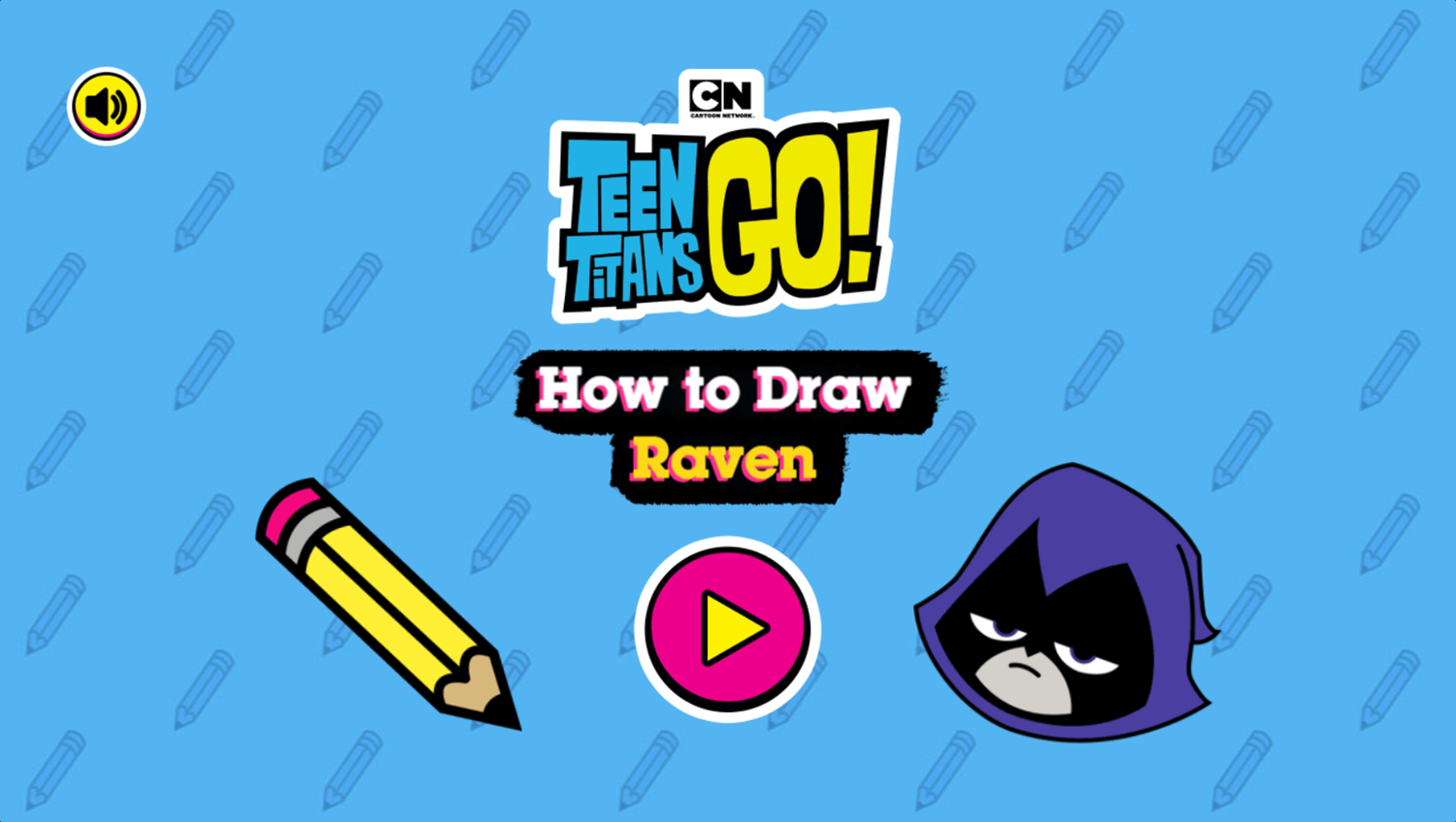 Teen Titans Go How to Draw Raven Game Welcome Screen Screenshot.