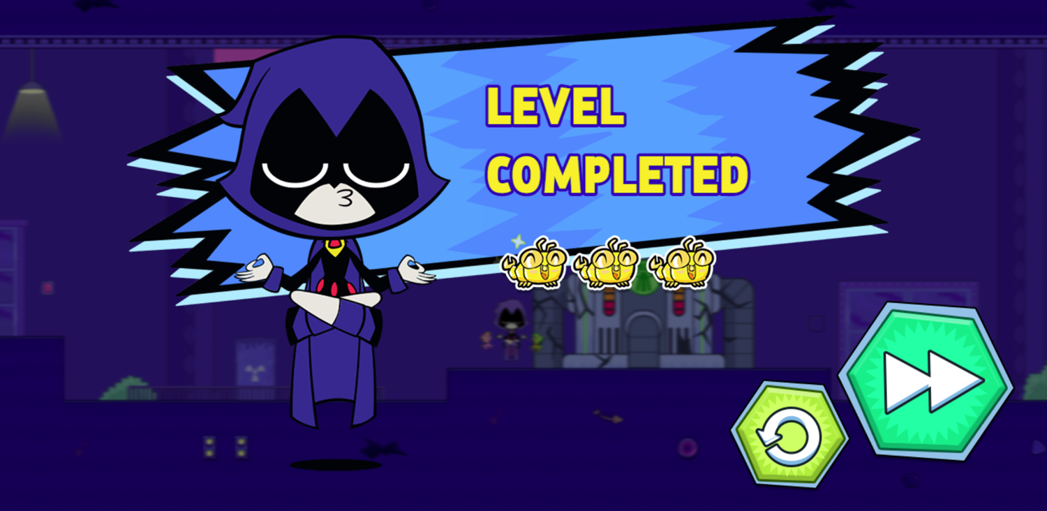 Teen Titans Go Jump City Rescue Game Level Completed With Silkies Screenshot.