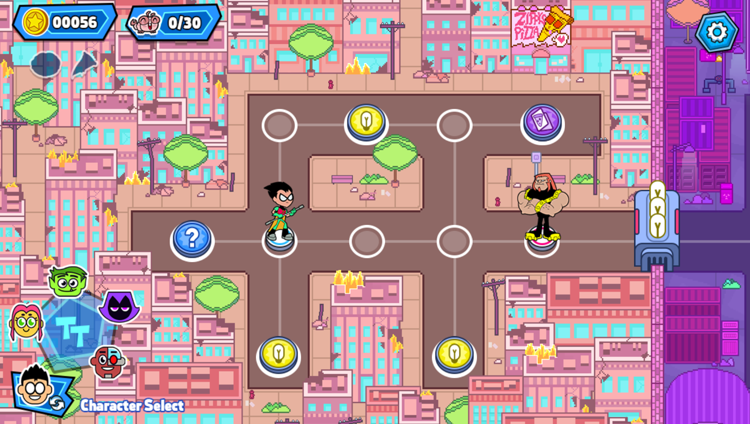 Teen Titans Go Jump City Rescue Game Level Select Screenshot.