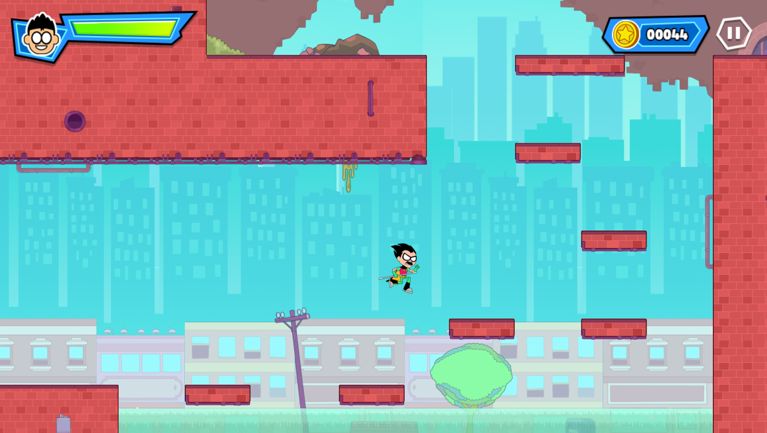 Teen Titans Go Jump City Rescue Game Platforming Screenshot.