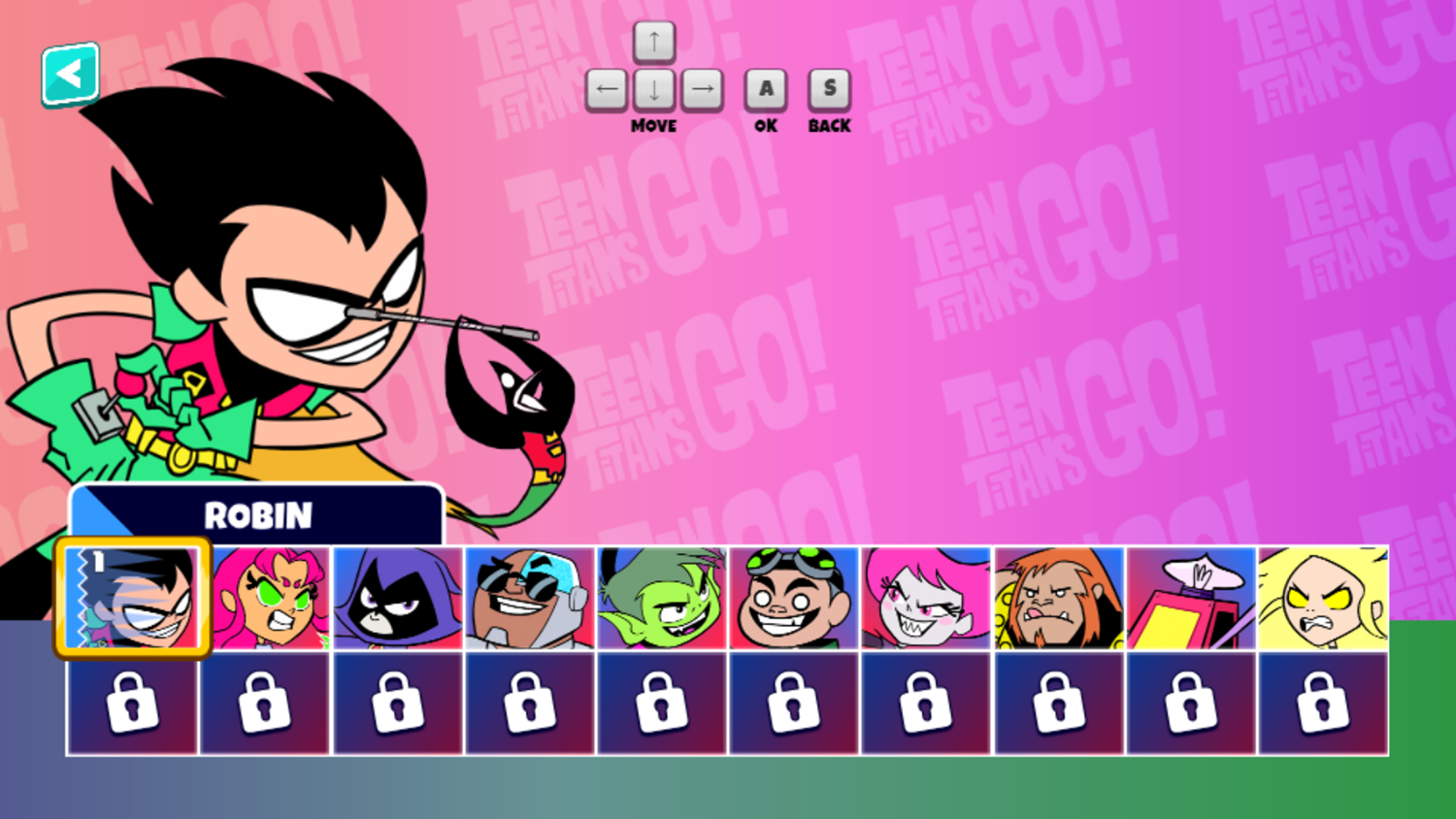 Teen Titans Go Jump Jousts 2 Game Character Select Screenshot.