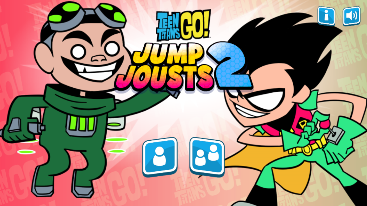 Teen Titans Go Jump Jousts 2 Game Welcome Screen Screenshot.