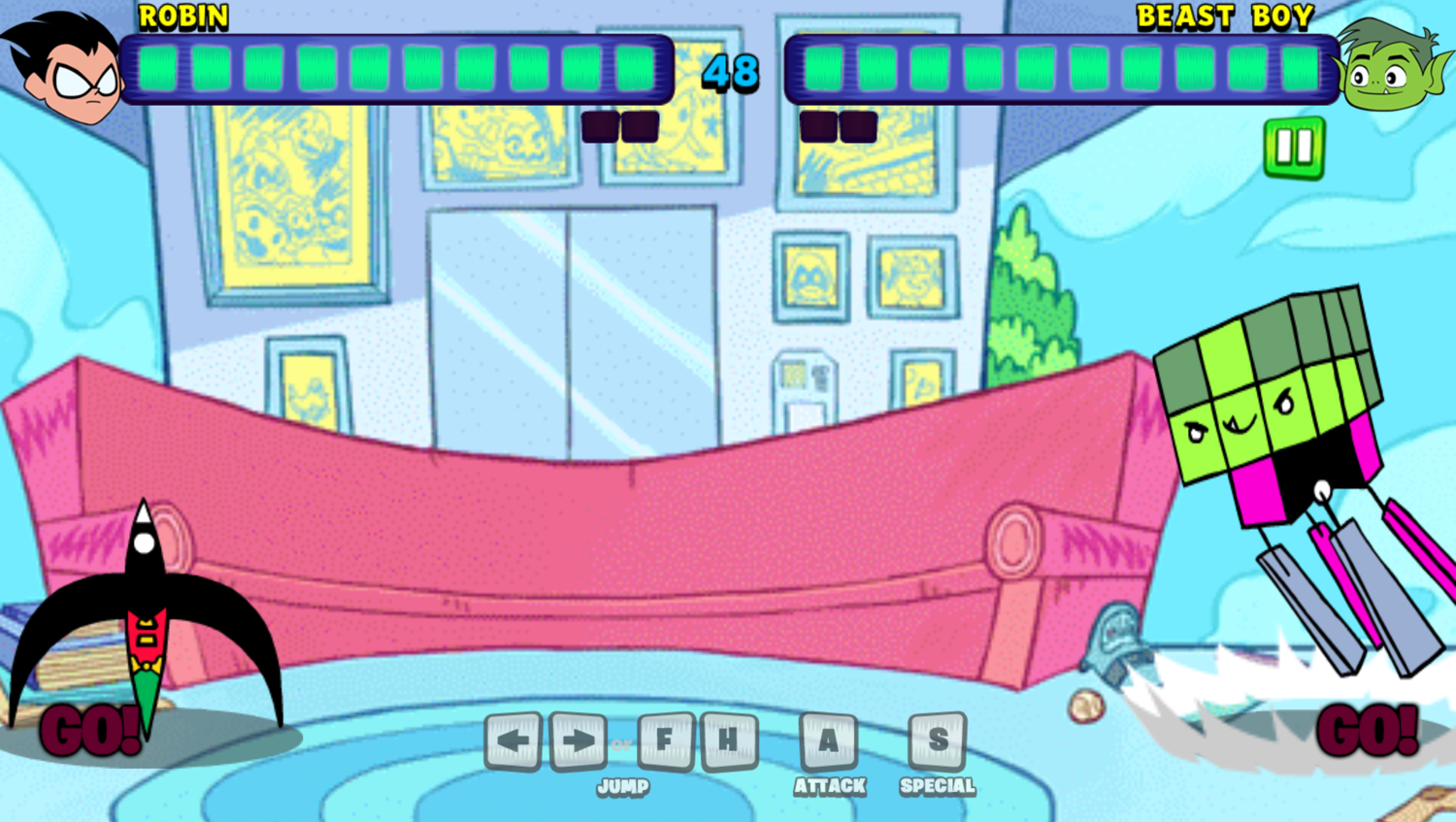 Teen Titans Go Jump Jousts In Game Screen Screenshot.