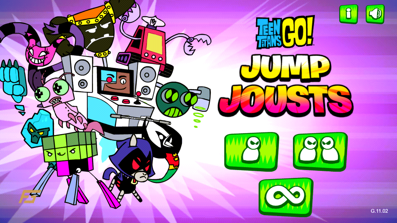 Teen Titans Go Jump Jousts Welcome Screen Screenshot.