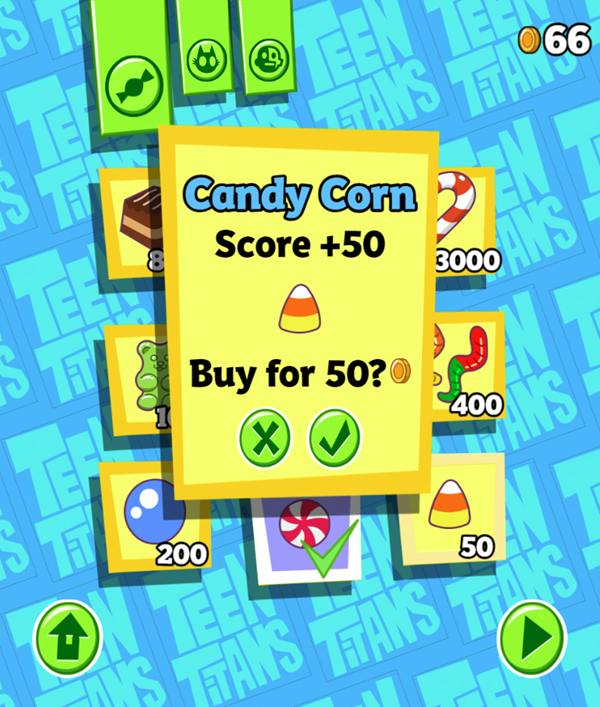 Teen Titans Go Candy Purchase Screenshot.