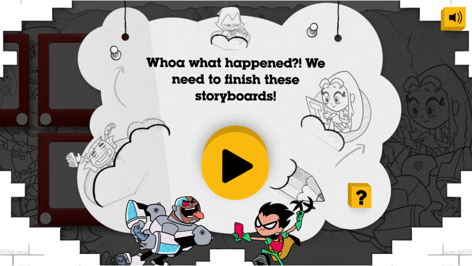 Teen Titans Go Storyboard Game Welcome Screen Screenshot.