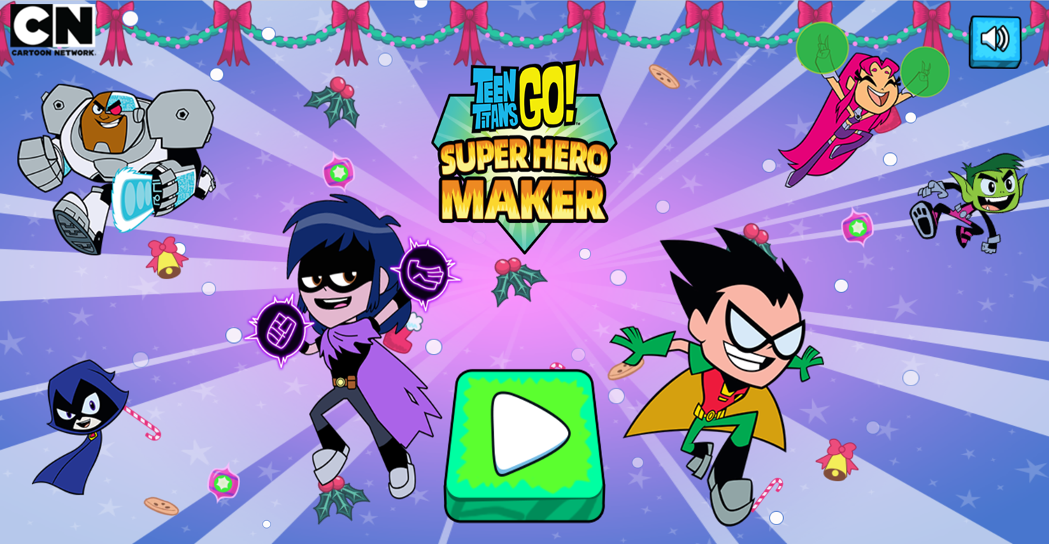 Teen Titans Go Super Hero Maker Welcome Screen Screenshot.