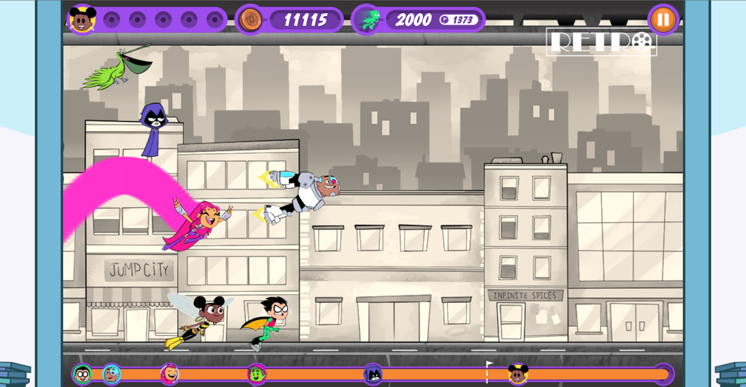 Teen Titans Go Zapping Run 2000 Meters Screenshot.