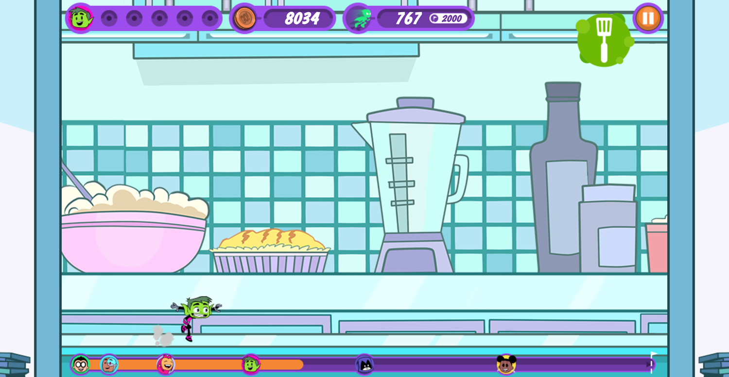 Teen Titans Go Zapping Run Food Channel Screenshot.