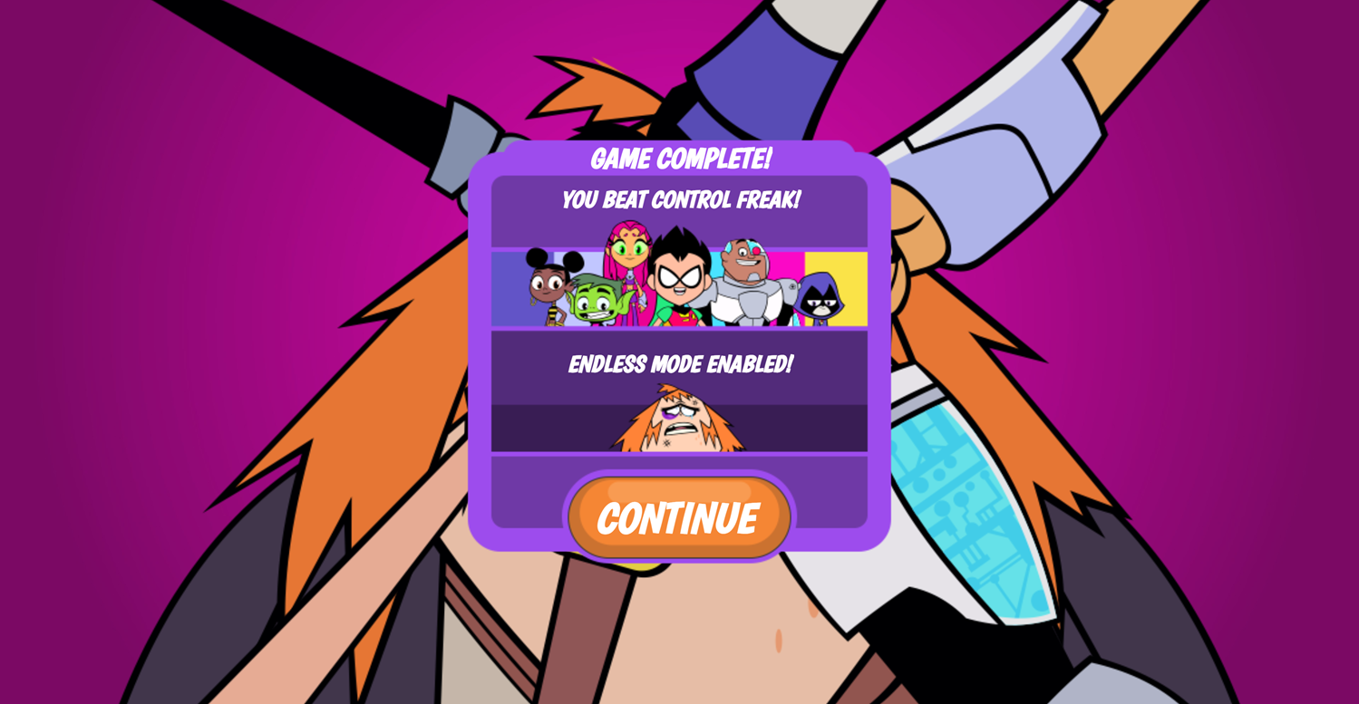 Teen Titans Go Zapping Run Game Complete Screenshot.