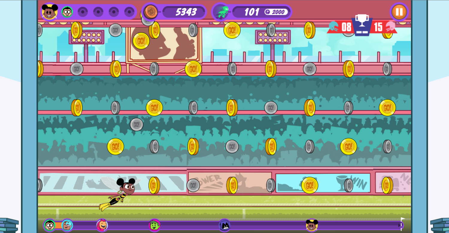 Teen Titans Go Zapping Run Sports Level Screenshot.