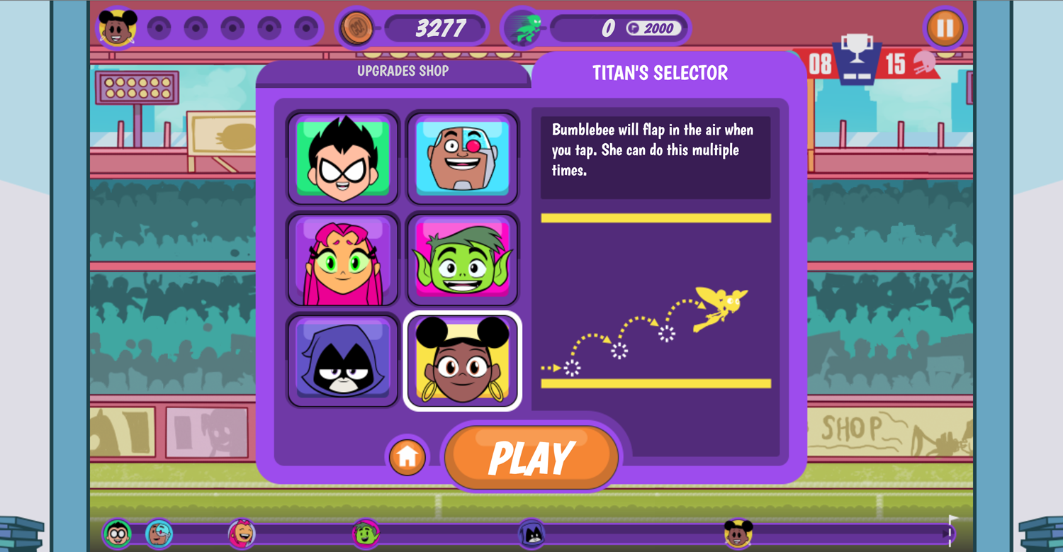 Teen Titans Go Zapping Run Titans Selector Screenshot.