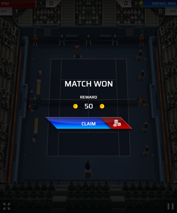 Tennis Open 2020 Game Match Won Screenshot.