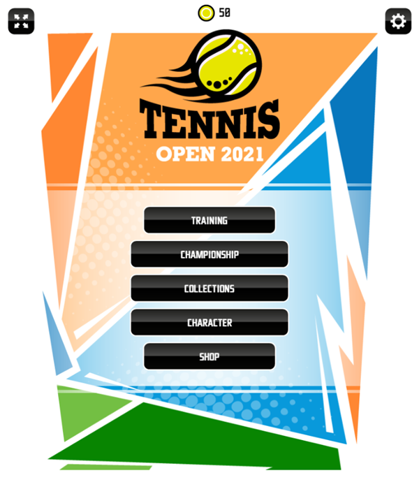 Tennis Open 2021 Game Menu Screenshot.
