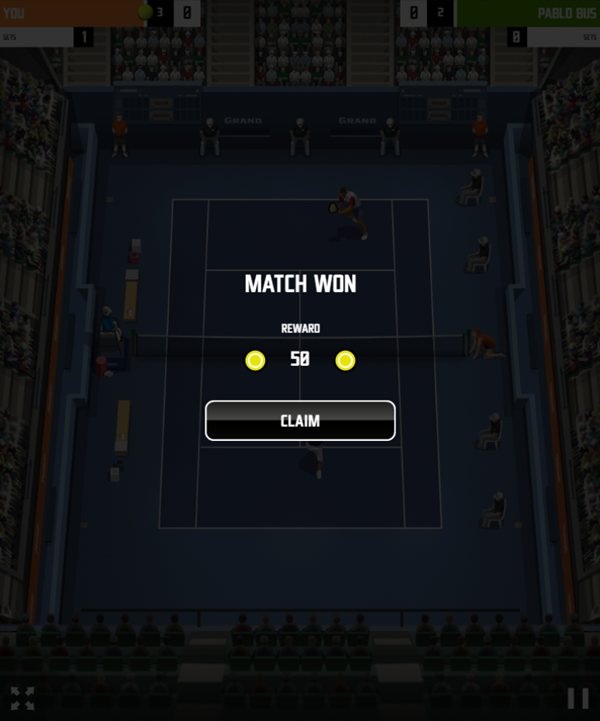 Tennis Open 2021 Game Match Won Screenshot.