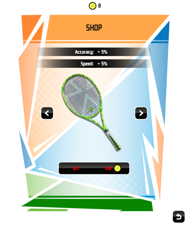 Tennis Open 2021 Game Shop Screenshot.